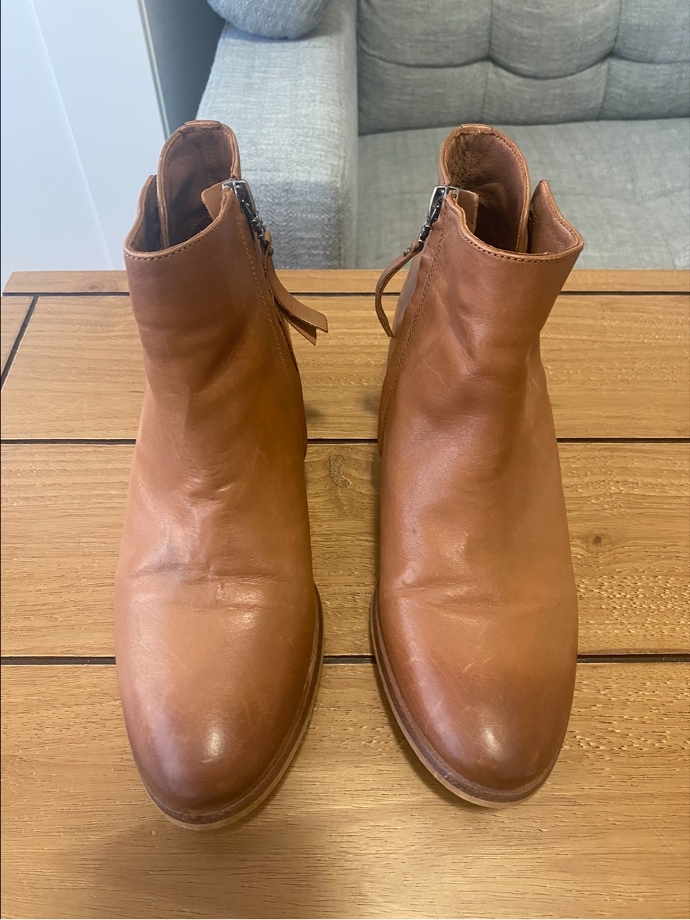 Sam Edelman Brown Leather Double Zip Ankle Boots Size 6.5